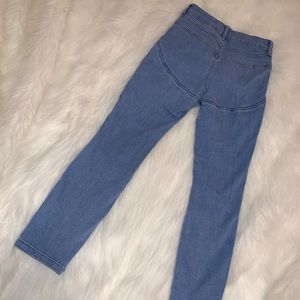 ASOS light wash pocketless skinny jeans
